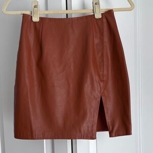 NWOT Rich Brown Faux Leather Pencil Slit Skirt